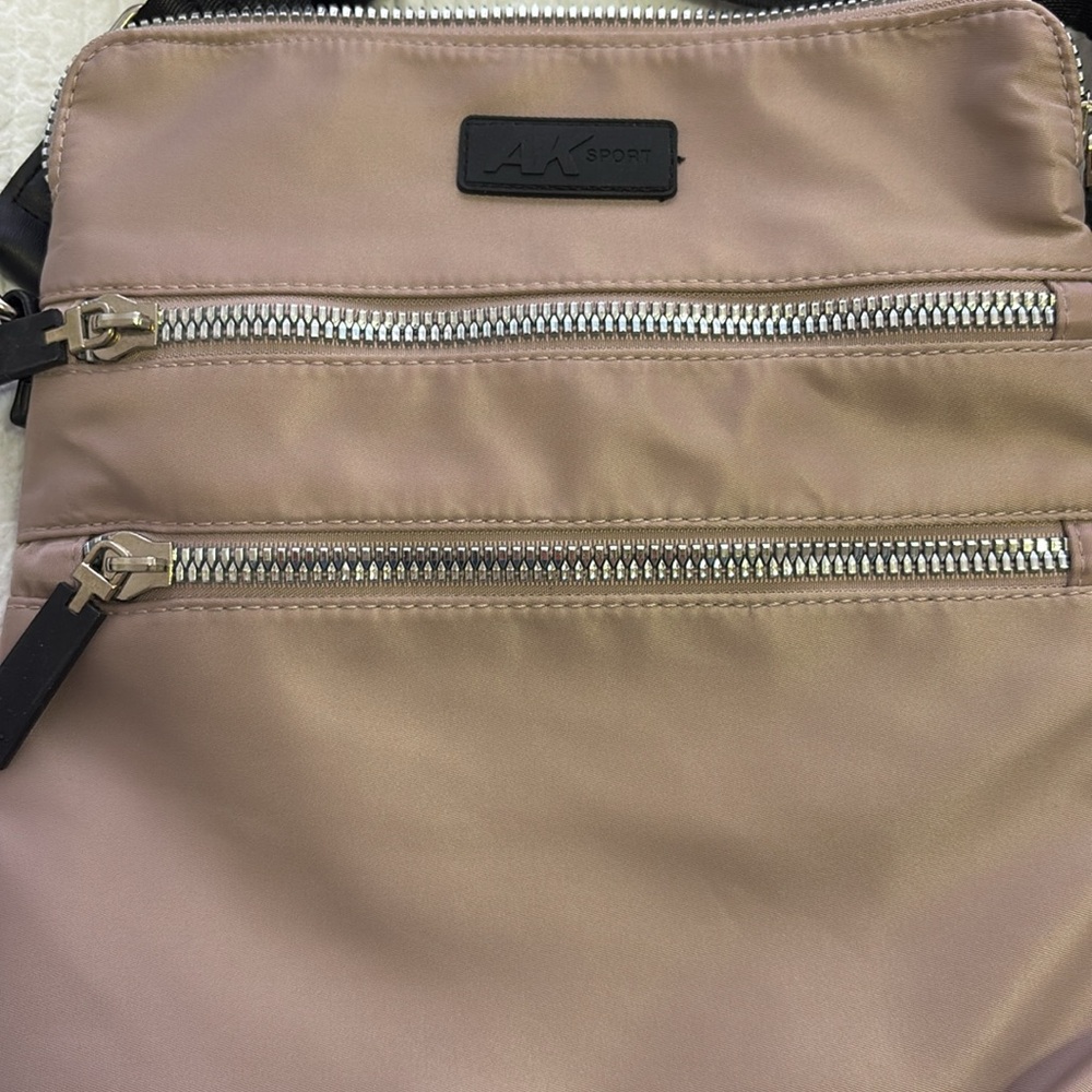 Anne Klein Sport Lilac Nylon Crossbody Bag with Black Adjustable Strap. - Picture 3 of 9